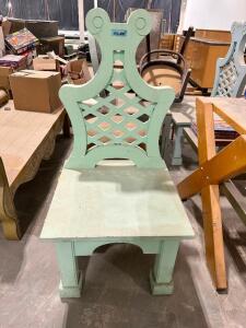 (2) DECORATIVE WOODEN CHAIRS W/ LATTICE BACKS