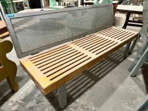 HEAVY DUTY 60" METAL BENCH W/ WOODEN SEAT