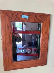 DESCRIPTION: OAK FRAMED MIRROR SIZE: 24"X20" QTY: 1