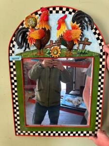 DESCRIPTION: ROOSTER THEMED MIRROR SIZE: 30"X22" QTY: 1