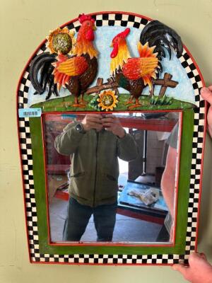 DESCRIPTION: ROOSTER THEMED MIRROR SIZE: 30"X22" QTY: 1