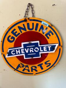 DESCRIPTION: METAL CHEVY SIGN SIZE: 24" QTY: 1