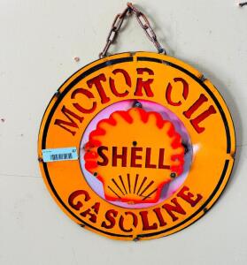 DESCRIPTION: METAL SHELL OIL SIGN SIZE: 15" QTY: 1