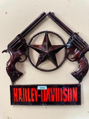 DESCRIPTION: HARLEY DAVIDSON PISTOL SIGN SIZE: 30"X30" QTY: 1