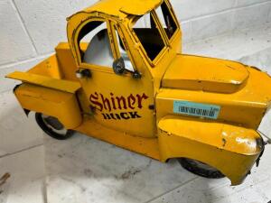 DESCRIPTION: HAND CRAFTED METAL SHINER TRUCK TOY SIZE: 20"X10"X12" QTY: 1