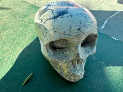 DESCRIPTION: STONE SKULL SIZE: 2"X2"X2-1/2" QTY: 1