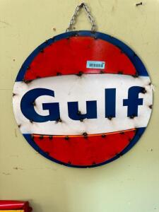 DESCRIPTION: METAL GULF SIGN SIZE: 22" QTY: 1