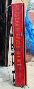 DESCRIPTION: VINTAGE ALFALFA GRASS & SEED WOODEN SIGN SIZE: 67"X11" QTY: 1