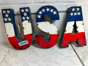 DESCRIPTION: USA METAL SIGN SIZE: 20"X12" QTY: 1