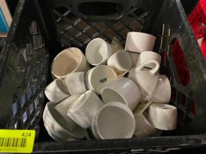 MILK CRATE AND CONTENTS - ASSORTED CHINA MUGS AND BOWLS