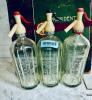 DESCRIPTION: (3) VINTAGE ENGLISH SELTZER GLASS BOTTLES INFORMATION: WITH ETCHED GLASS QTY: 3