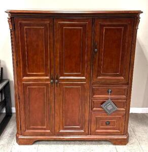 BROOKHAVEN DISTRESSED MEDIUM CHERRY ARMOIRE COMPUTER DESK