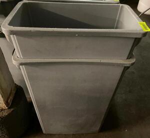 (2) 20 GALLON BAR SIDE TRASH CANS - GREY