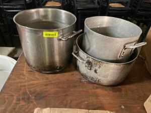 (3) ASSORTED STOCK POTS.