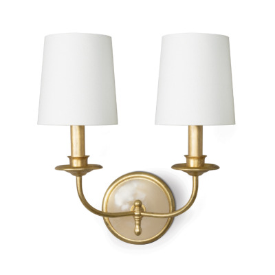 GOLD LEAF/POLISHED BRASS 2-LIGHT WALL SCONCE