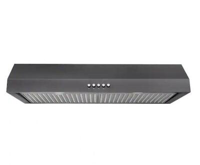 30 IN. W 7 IN. 370 CFM UNDER THE CABINET RANGE HOOD WITH LED BULBS IN BLACK STAINLESS STEEL