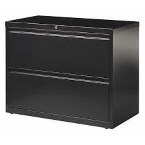 DESCRIPTION: (1) LATERAL FILE CABINET BRAND/MODEL: HIRSH #48YC23 INFORMATION: BLACK SIZE: 28" OVER HEIGHT RETAIL$: $416.90 EA QTY: 1