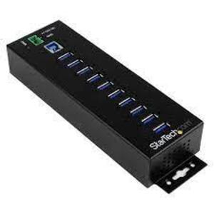 DESCRIPTION: (1) 10 PORT USB HUB WITH POWER ADAPTER BRAND/MODEL: STARTECH INFORMATION: BLACK SIZE: WITH SURGE PROTECTION RETAIL$: $184.99 EA QTY: 1