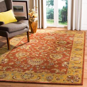 SAFAVIEH HERITAGE COLLECTION HG820A HANDMADE TRADITIONAL ORIENTAL PREMIUM WOOL AREA RUG, 10' X 14', RED / NATURAL