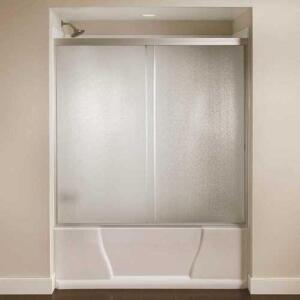 SDKIT60-SIL-R 60 IN. X 56-3/8 IN. FRAMED SLIDING BATHTUB DOOR KIT IN SILVER WITH PEBBLED GLASS