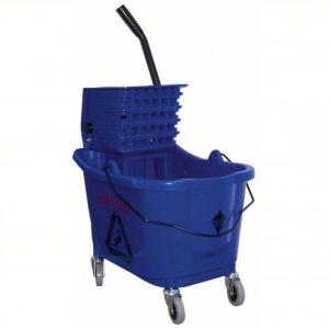 DESCRIPTION: (1) PLASTIC MOP BUCKET BRAND/MODEL: TOUGH GUY/5CJH6 INFORMATION: BLUE, WRINGER/BLUE/CAPACITY: 12 TO 32 OZ. SIZE: 34-3/4"H X 24-1/16"L X 1