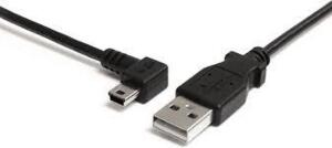 DESCRIPTION: (35) MINI USB CABLES - TYPE USB-A TO LEFT ANGLE MINI USB-B BRAND/MODEL: STARTECH #USB2HABM3LA INFORMATION: BLACK SIZE: 3' RETAIL$: $8.97