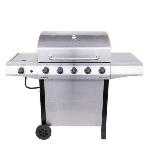 CHAR-BROIL PERFORMANCE SILVER 5-BURNER LIQUID PROPANE GAS GRILL WITH 1 SIDE BURNER