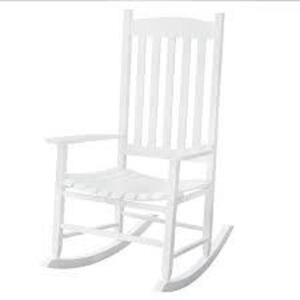 DESCRIPTION: (1) WOODEN PORCH ROCKER BRAND/MODEL: MAINSTAYS INFORMATION: WHITE RETAIL$: $100.00 TOTAL QTY: 1