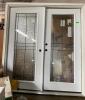 JELD WEN 72 INCH X 80 INCH TEMPERED PRIVACY GLASS PRIMED FIBERGLASS RIGHT HAND INSWING PREHUNG DOUBLE DOOR / PATIO DOOR - 2