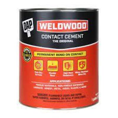 DESCRIPTION: (1) CONTACT CEMENT BRAND/MODEL: WELDWOOD SIZE: 1 GALLON RETAIL$: $44.48 EA QTY: 1