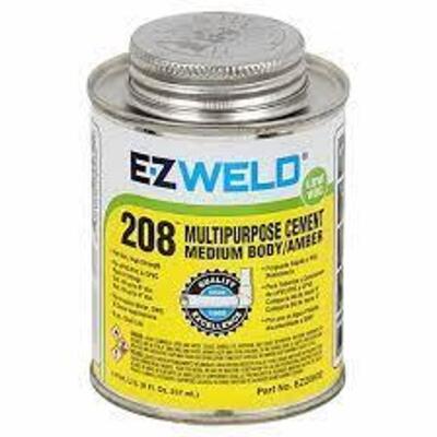 DESCRIPTION: (6) SOLVENT CEMENT BRAND/MODEL: EZ WELD 208 #5E532 SIZE: 8 OZ RETAIL$: $4.74 EA QTY: 6