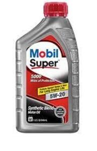 DESCRIPTION: (3) SYNTHETIC BLEND MOTOR OIL BRAND/MODEL: MOBIL SUPER INFORMATION: 5W-20 SIZE: 1 QT RETAIL$: $8.78 EA QTY: 3