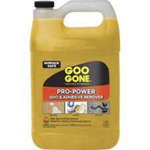 DESCRIPTION: (1) PRO-POWER GOO AND ADHESIVE REMOVER BRAND/MODEL: GOO GONE SIZE: 1 GALLON RETAIL$: $46.96 EA QTY: 1