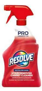 DESCRIPTION: (4) STAIN REMOVER CARPET CLEANER BRAND/MODEL: RESOLVE SIZE: 32 FL OZ RETAIL$: $7.98 EA QTY: 4