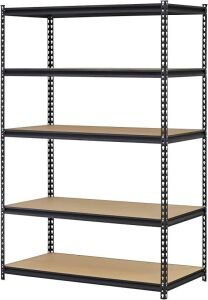 DESCRIPTION: (1) GARAGE STORAGE SHELVING UNITBRAND/MODEL: MUSCLE RACK/UR48272PB5P-SVINFORMATION: BOLTLESS/5-TIERSIZE: 18"D x 48"W x 72"HRETAIL$: 67.89QTY: 1