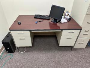 60' METAL DESK W/ UPHOLSTERED OFFICE CHAIR