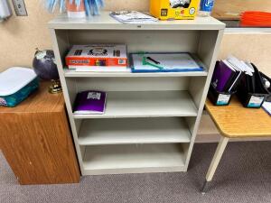 (2) ASSORTED METAL BOOK CASES / SHELVES
