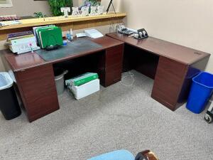 60" CHERRY LAMINATE DESK W/ RIGHT SIDE RETURN