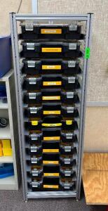 DEWALT TWELVE DRAWER HARDWARE ORGANIZER W/ CONTENTS.