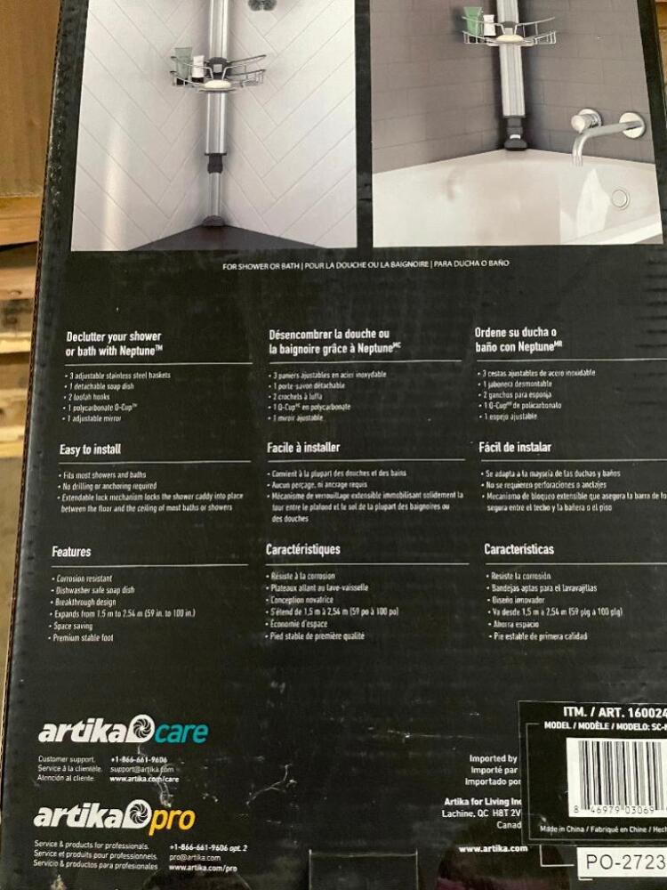 ARTIKA NEPTUNE SCNEP3C EXTENDABLE SHOWER CADDY WITH 1 MIRROR AND