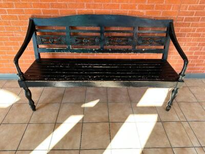 60" WOODEN PARK BENCH W/ ARM REST