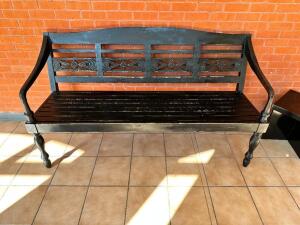 60" WOODEN PARK BENCH W/ ARM REST