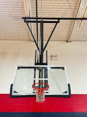 GLIDING REAR-BRACED CEILING MAST BASKET BALL HOOP