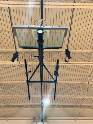 GLIDING REAR-BRACED CEILING MAST BASKET BALL HOOP