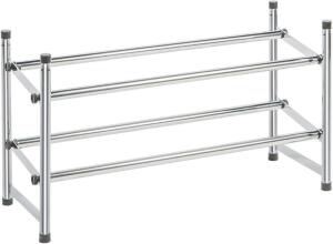 RICHARDS HOMEWARES SILVER STACKABLE TELESCOPING SHOE RACK