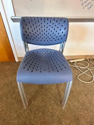 (4) BLUE PLASTIC STACKING CHAIRS