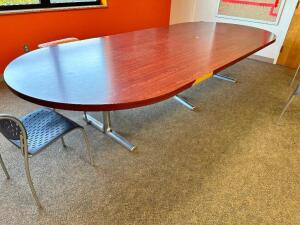 10' LAMINATE OVAL SHAPED CONFERENCE TABLE.