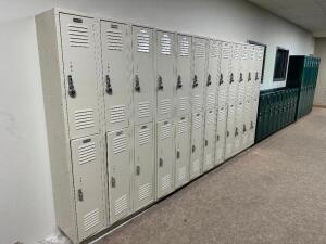 (24) GROUP SPLIT LEVEL METAL LOCKER SECTION