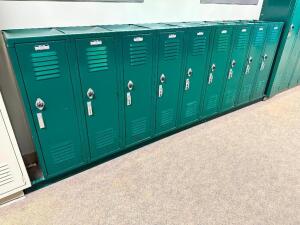 (9) GROUP HALF SIZE METAL LOCKER SECTION