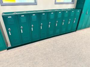 (9) GROUP HALF SIZE METAL LOCKER SECTION